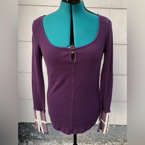 Free People Purple Detailed Cuff Thermal